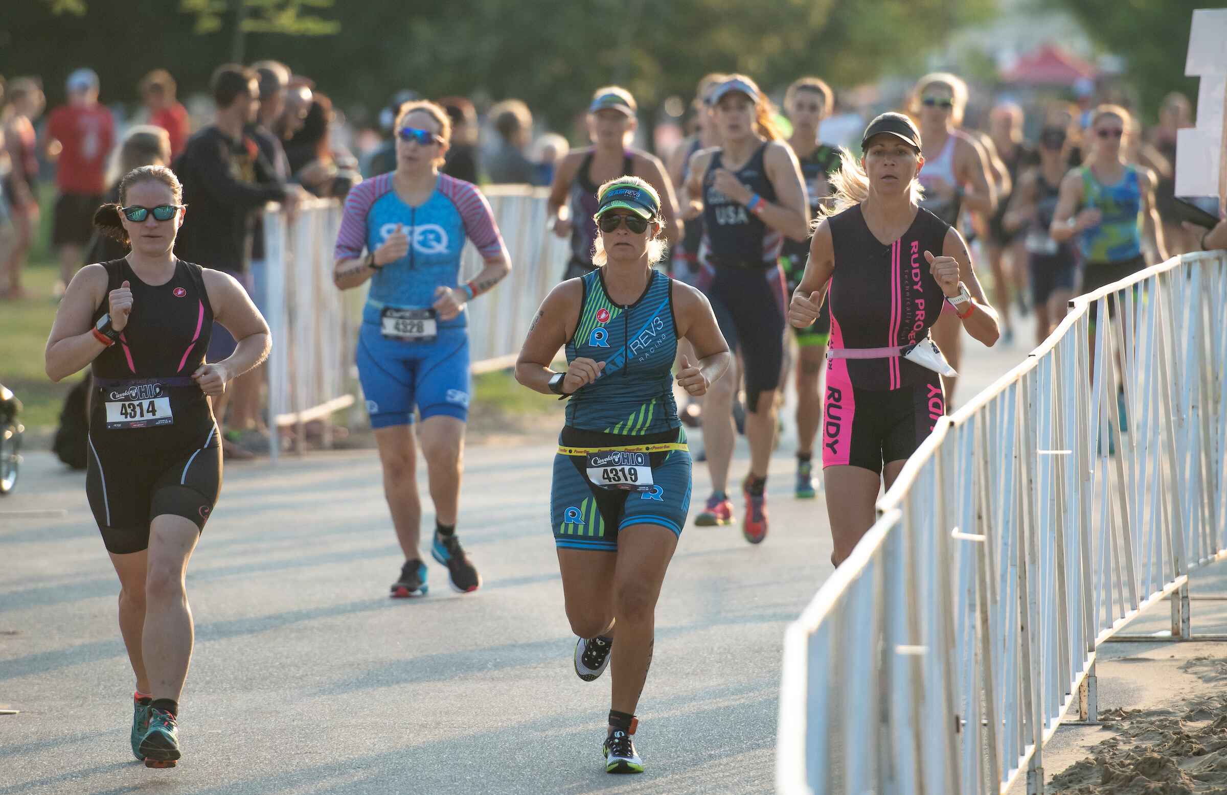 A group of people running a race