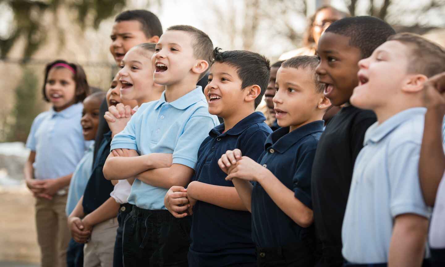 Kids standing in a line