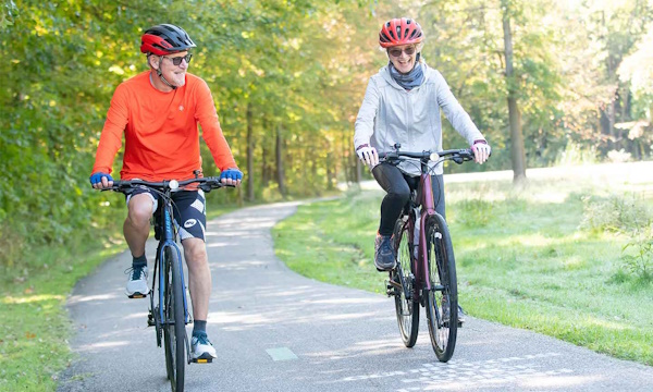 Two cyclists on a bike path