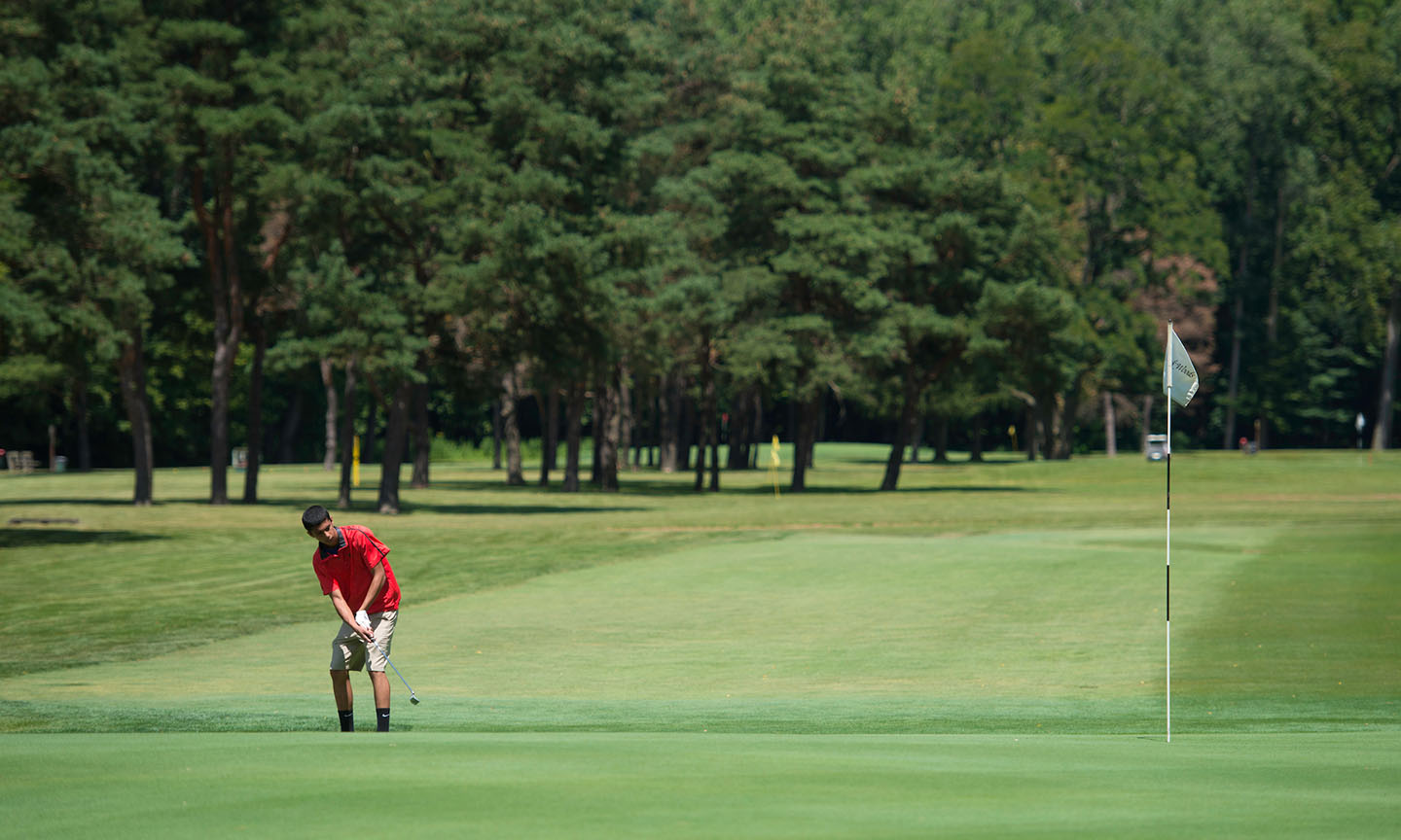 Person golfing