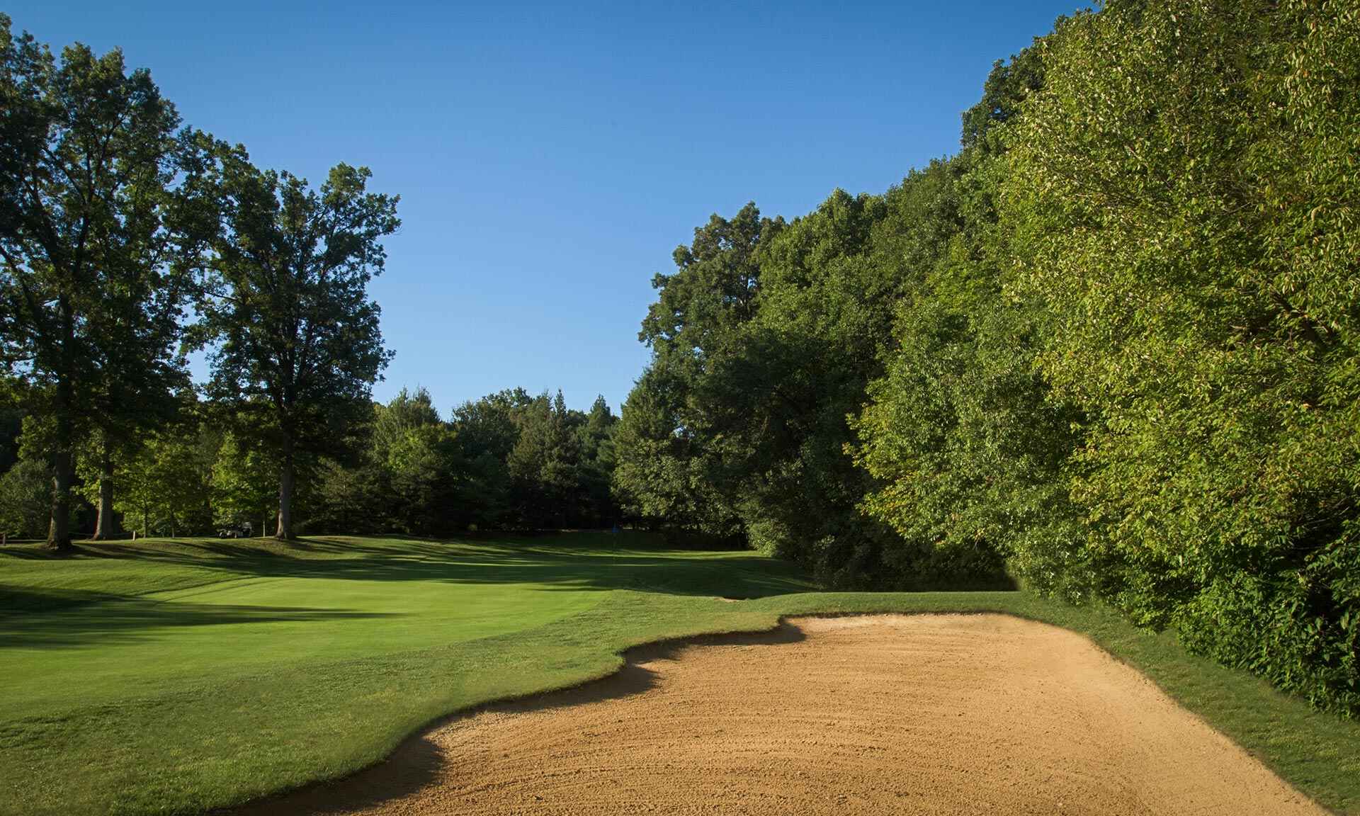 A sand trap on a golf course