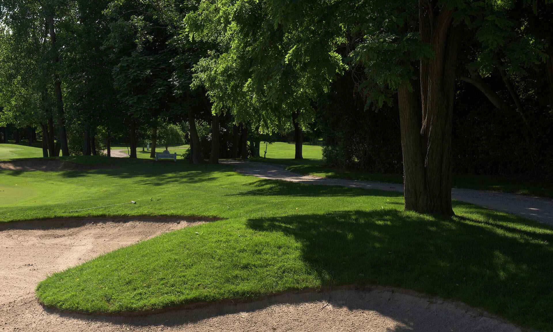 A sand trap on a golf course