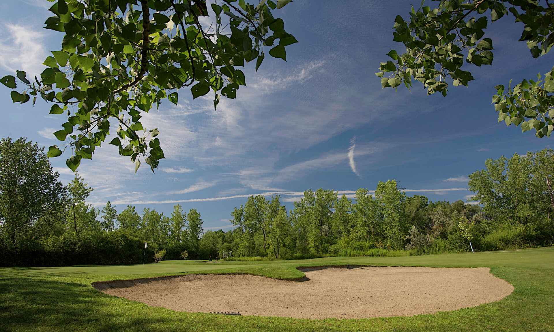 A sand trap on a golf course