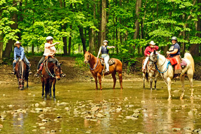 People riding horses